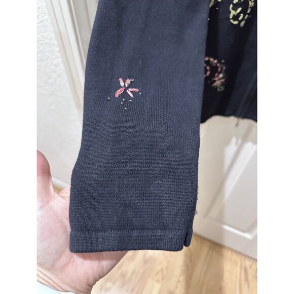 Talbots Womens Angel Full Zip Knit Cardigan Sweater XL Navy Blue Mock Neck - Picture 11 of 12